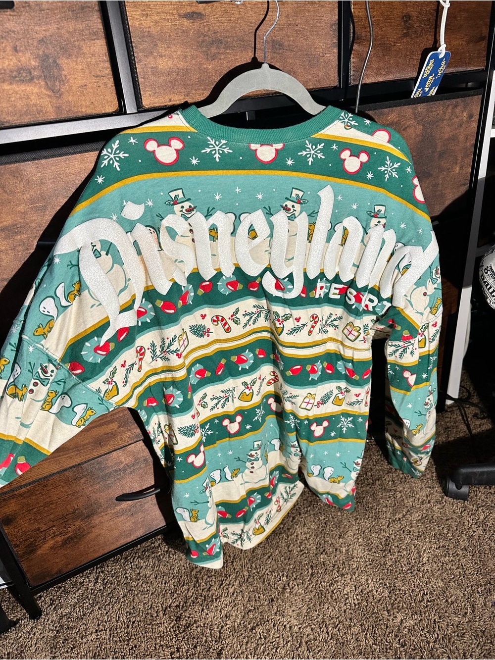 Disney Parks Green and Cream Holiday spirit jersey